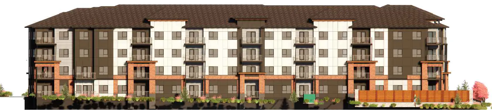 Architectural rendering of the approved design, north-east view